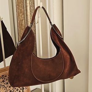 Furla brown suede shoulder bag